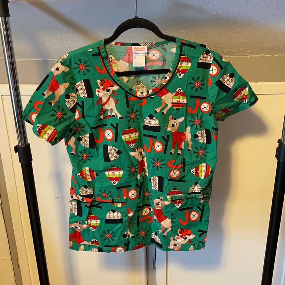 Christmas scrub top